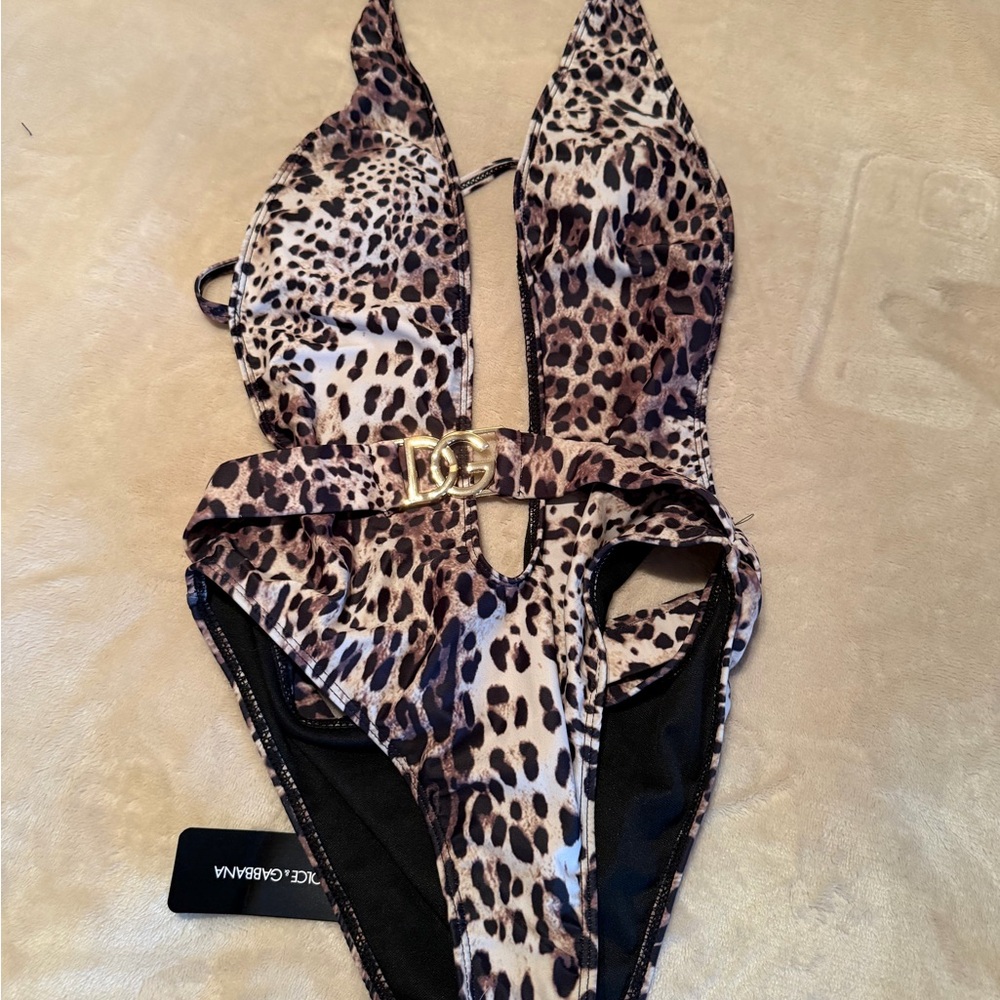 Dolce & Gabbana Animal Print Cut-Out Swimsuit